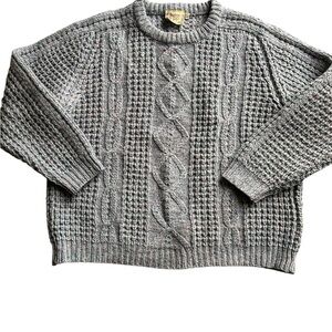 Gaeltarra Blue fisherman cable knit blue sweater hand loomed Ireland Size 42